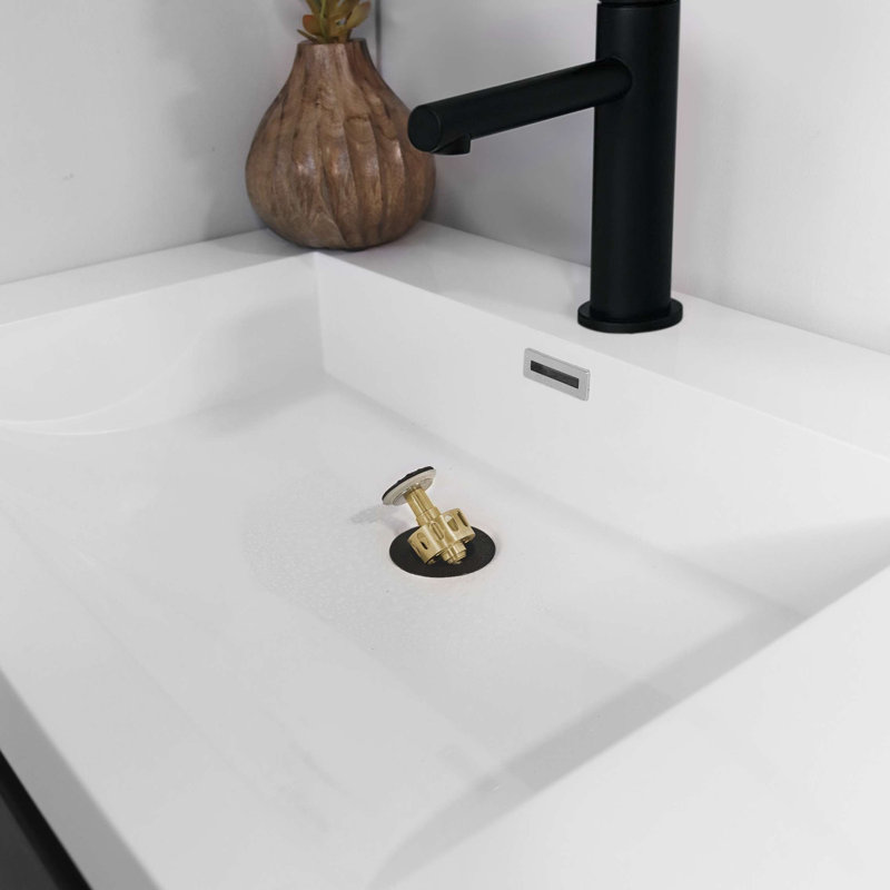 Élan Bathroom Sink Pop-Up with Overflow, Matte Black
