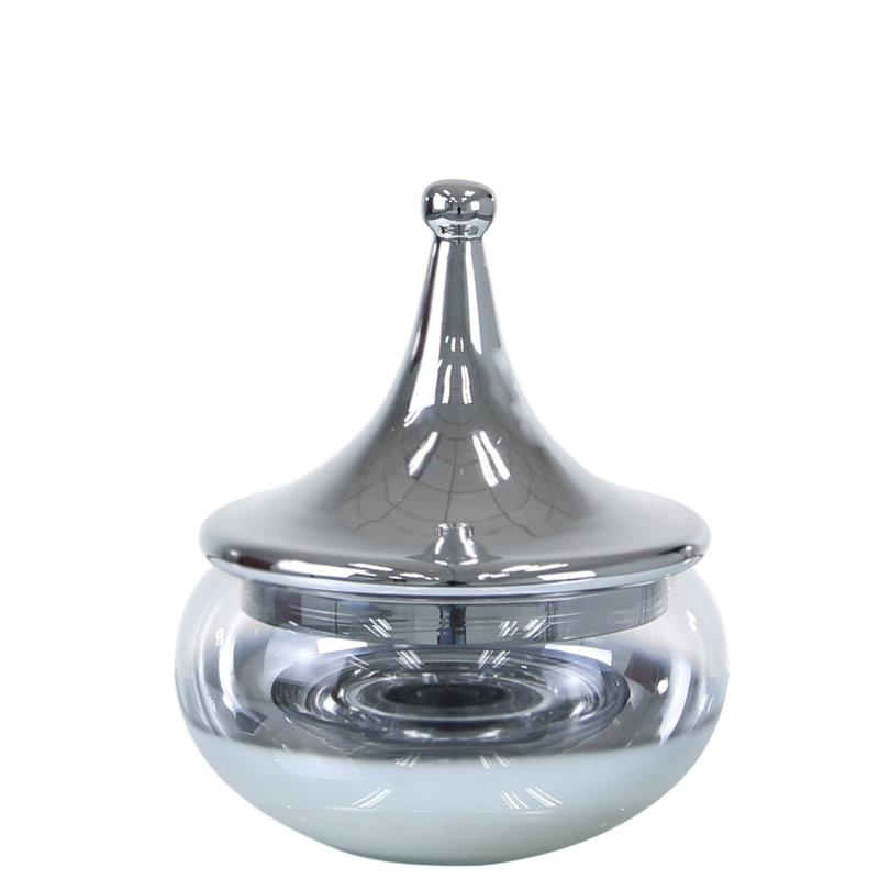 Barcomb Glass Decorative Urns & Jars, 38cm H x 35.5cm W x 35.5cm D, Silver