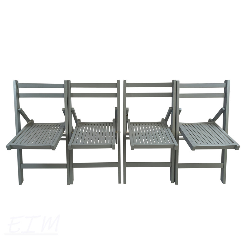 Chaise pour événement spéciale pliante en bois à lattes Furniture - gris, ensemble de 4, compact et durable pour une utilisation intérieure et extérieure