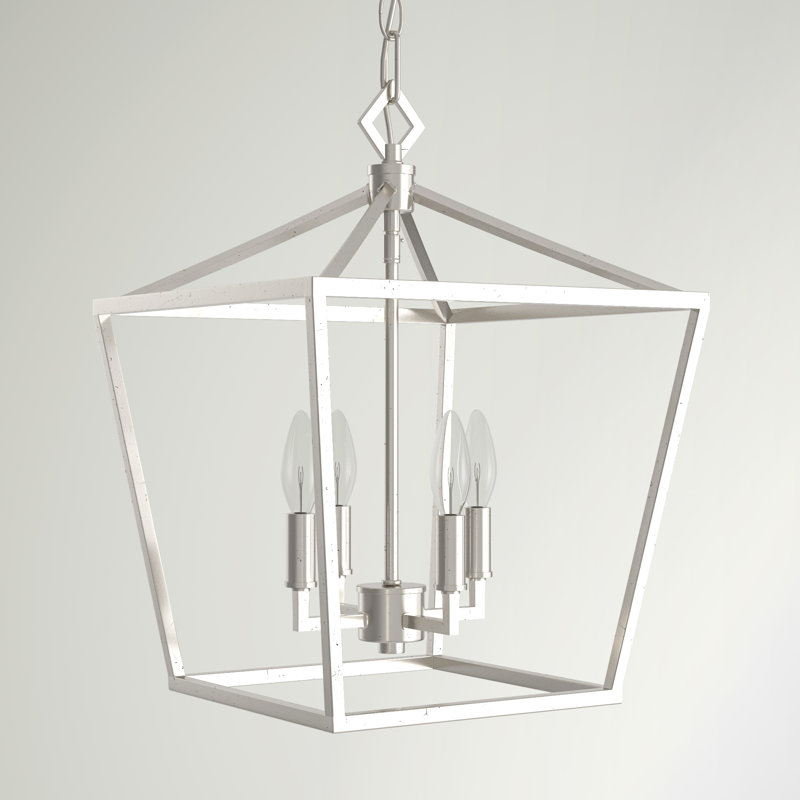 Lustre géométrique à 4 lumières Poisson, Nickel satiné, H 21 po x l 23 po x P 23 po