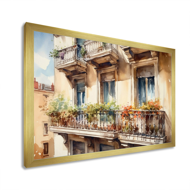 «Rufael Barcelona Old World Charm I», reproduction sur toile, H 30 po x l 40 po x P 1,5 po, Encadrement doré