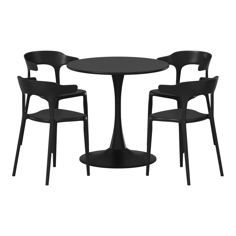 Ensemble repas extérieur pour 4 personnes, Noir