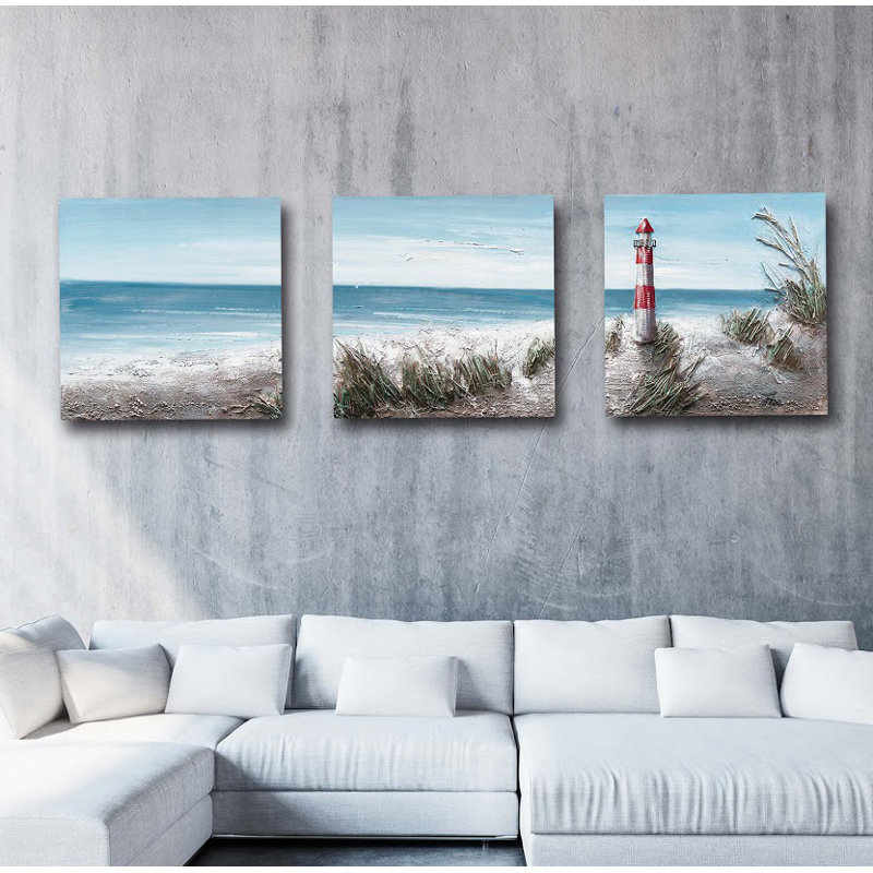 « the phare ii », reproduction de peinture à l’huile à multiples images sur toile tendue