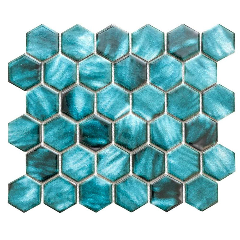 Agate 2" x 2" Glossy Porcelain Mosaic Wall Tile, Azules