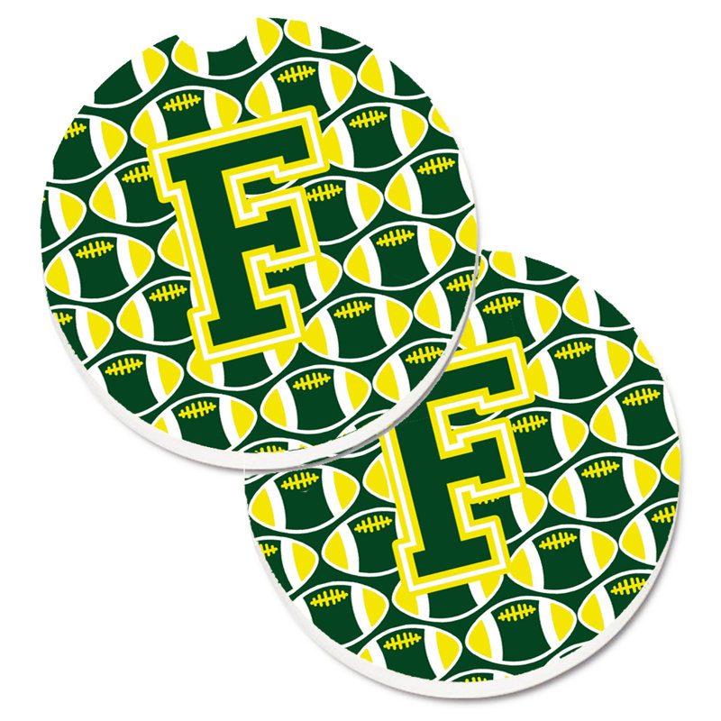 Sous-verre de football, F, Vert / Jaune