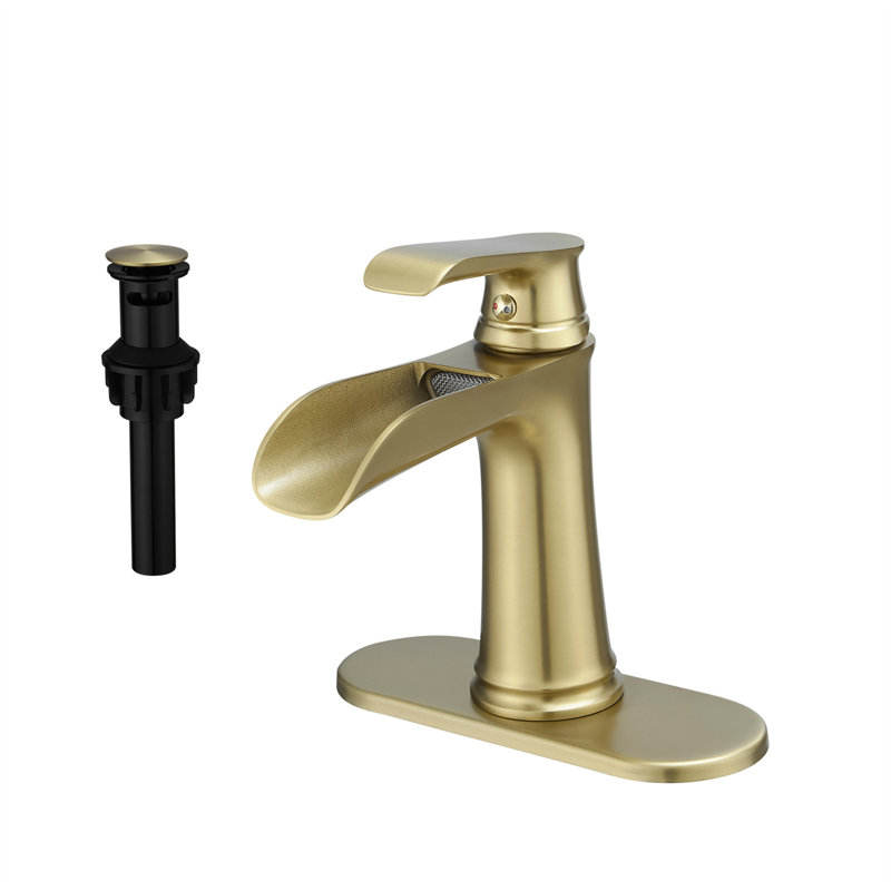 Robinet de salle de bain monocorps et monocommande avec bonde, Or brossé