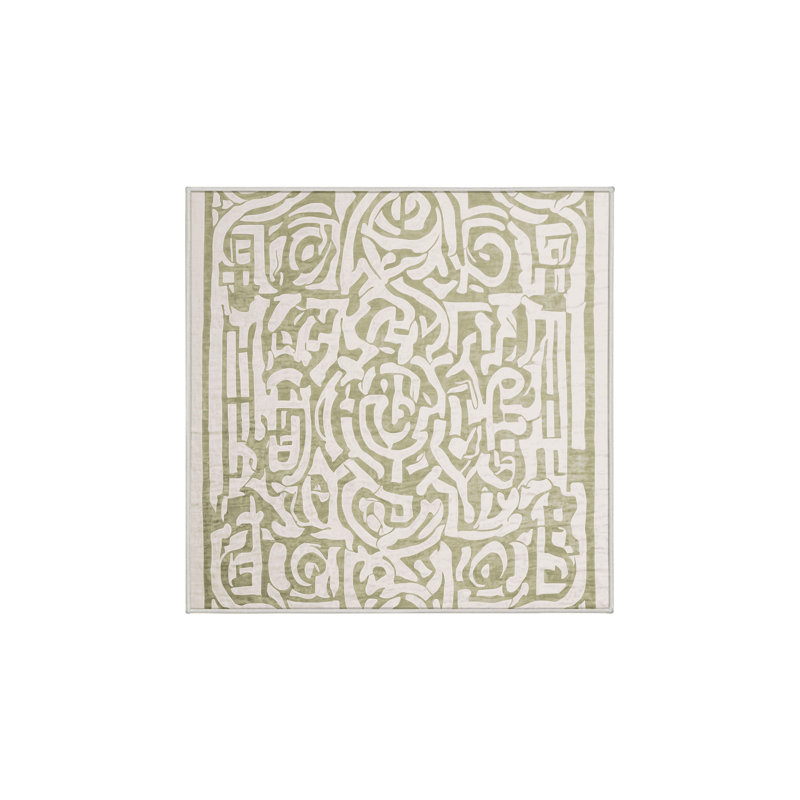 Machine Washable Beige Area Rug, Square 5'