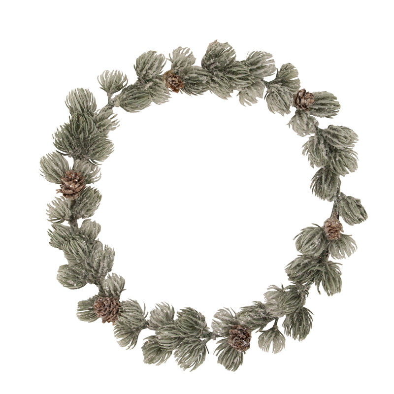 Mini couronne de Noël en pin givré 12 "avec pommes de pin