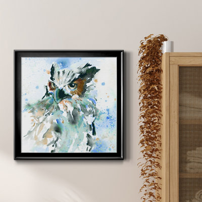 " Owl On Blue " Painting Print