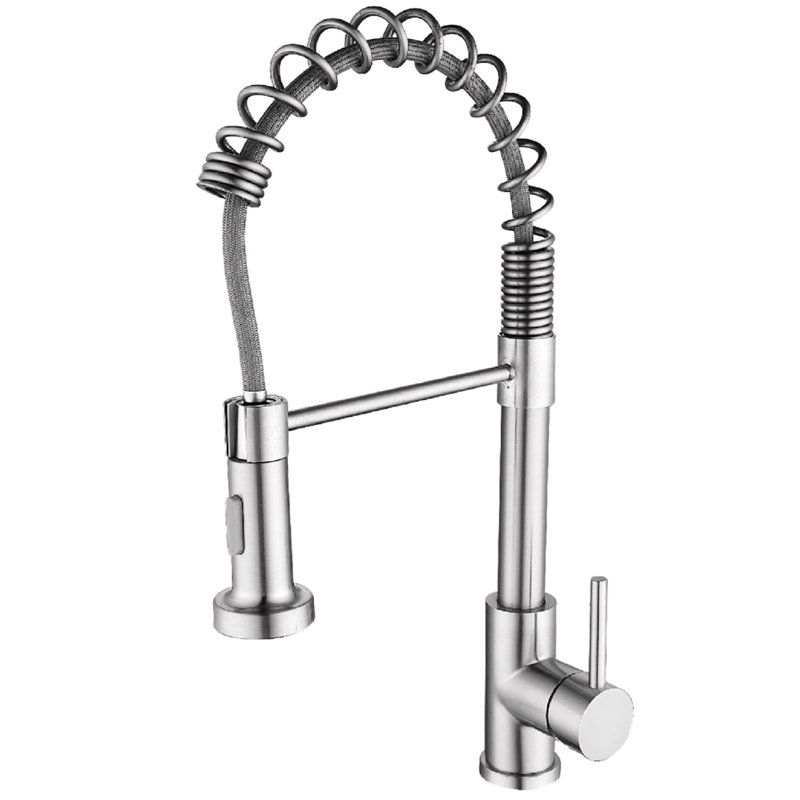 Single Handle Pull Down Kitchen Sink Faucet, Coated Metal, 360 Degree Rotatable Spout, Adjustable Water Flow And Temperature Control Metal Faucet For Kitchen, Coated, Turning