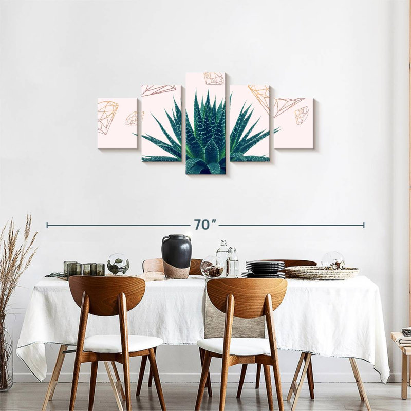 «Succulent Succulent Plant», ensemble de 5 diamants, H 24 po x l 55 po x P 1,25 po
