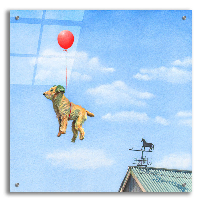  «Dudley Sails Away» par Marvindale, art mural en verre acrylique, 24 po x 24 po, H 24 po x l 24 po