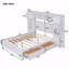 Structure de lit double en bois, armoire tout-en-un, tablette
