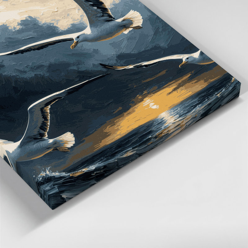 «Nautical Seabirds», art mural sur toile bleue, H 16 po x l 20 po
