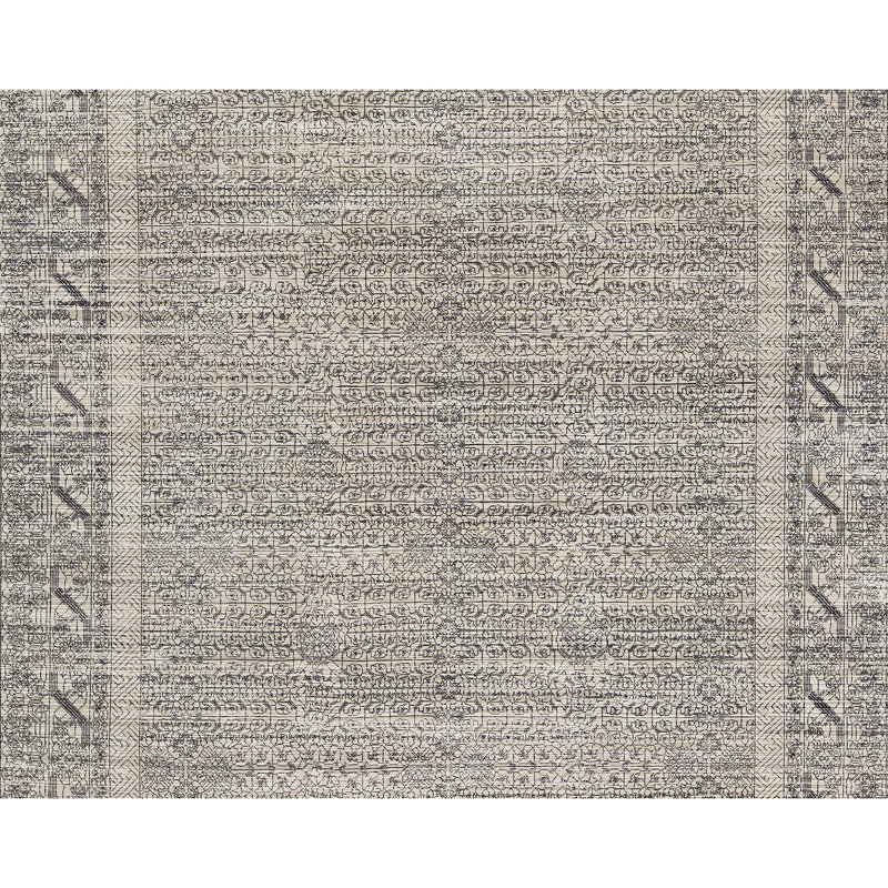 Hand-Knotted High-Quality Black and Silver Area Rug