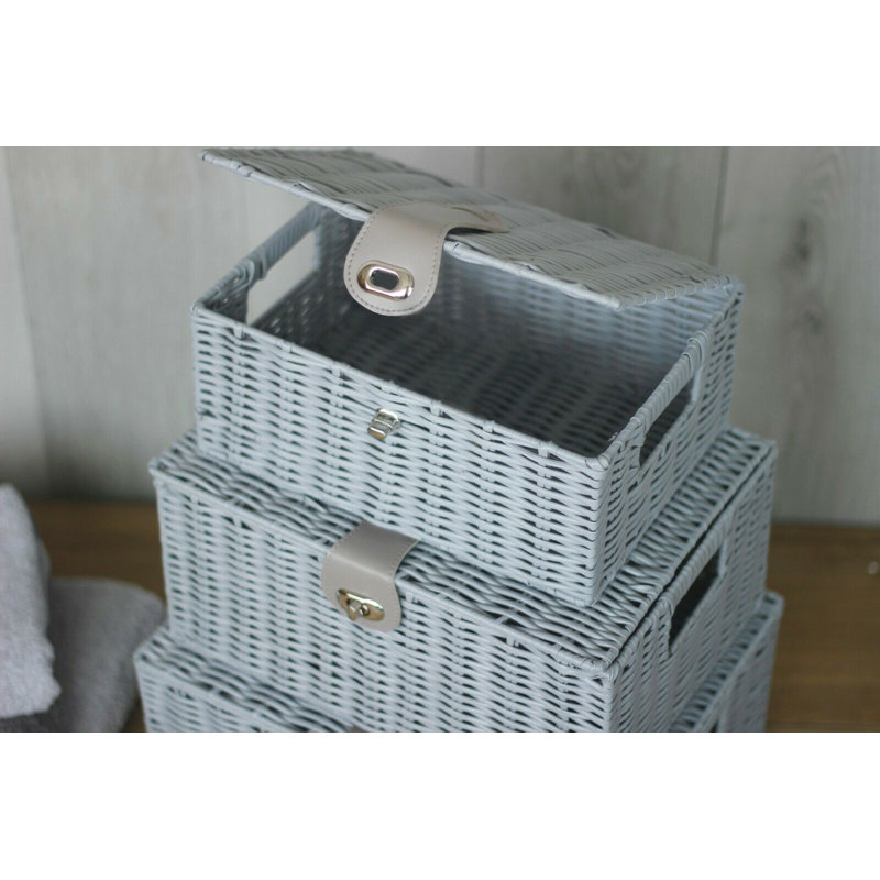 Wicker Laundry Set, Grey