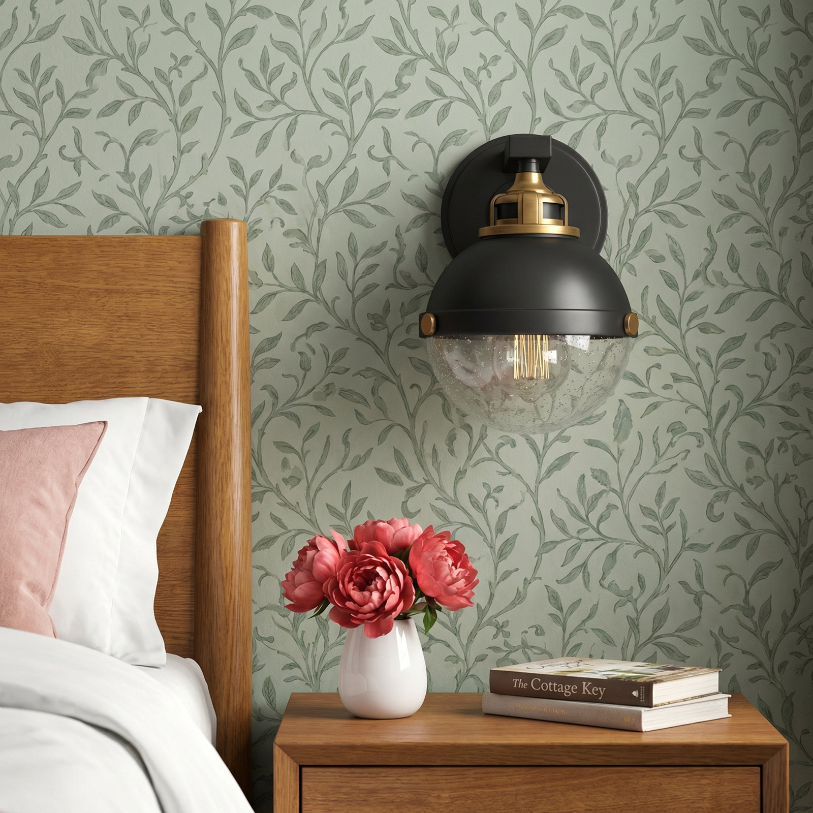 Kyoto Single Light Dimmable Armed Sconce, Black