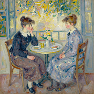 «Cafe Conversation», art mural sur toile tendue
