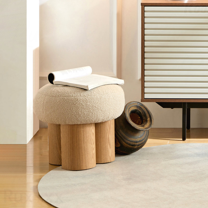 Tabouret avec coussin en peluche Grieg, Brun
