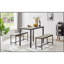 Ensemble de table de salle à manger, table de bar avec 2 bancs de salle à manger, comptoir de table de cuisine avec chaises, table de déjeuner industrielle pour la cuisine, salon, salle de réception, gris et noir, L 43,3 po x l 23,6 po x H 29,9 po