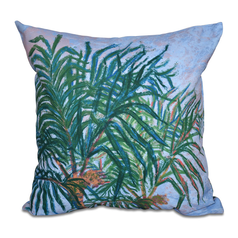 Palmiers Coussin décoratif, H 20 po x l 20 po, Bleu foncé
