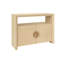 Two Door Console With Open Shelf In Natural Grasscloth With Cerused Oak Handles-1525210282
