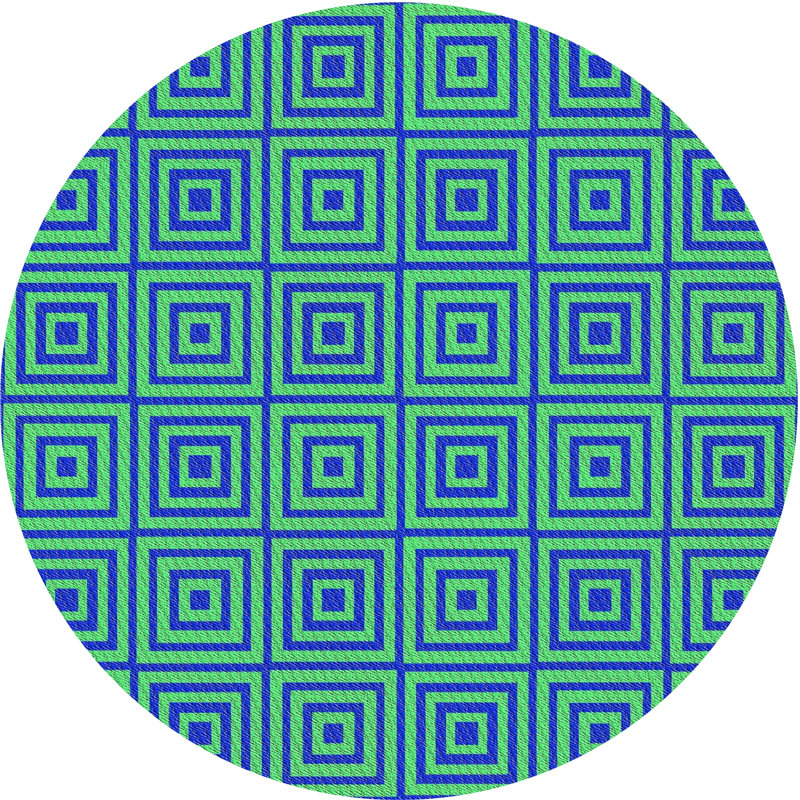 Tapis bleu/vert tissé à la machine, Rond 7 pi