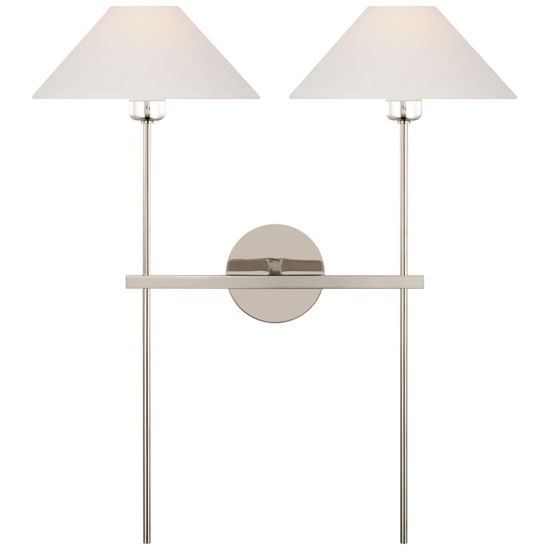 Hackney 2 - Light Candle Wall Light, Polished Nickel