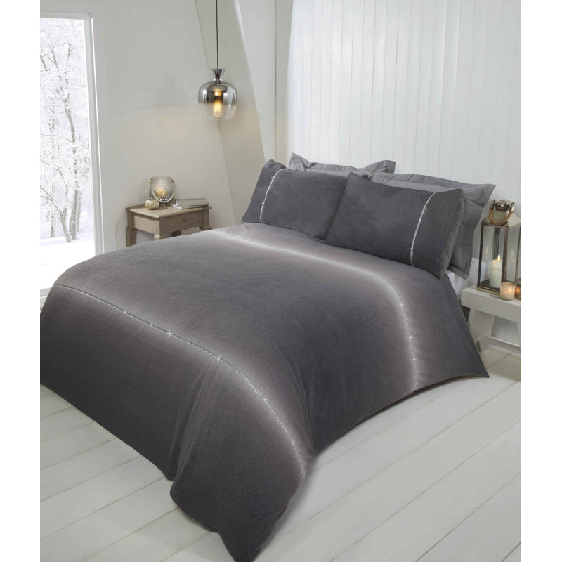 Newburn Ombre Bedding with Pillowcases, Grey, Single Duvet Cover + 1 Standard Pillowcase