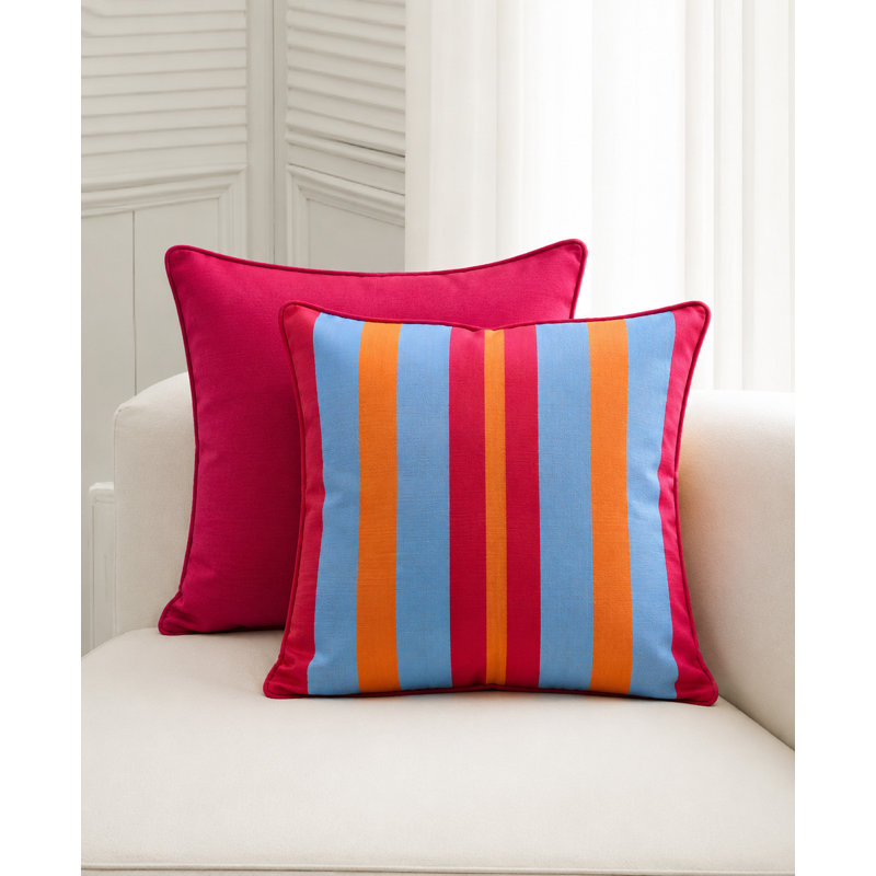 Kutnu Double Face Multi Stripe Pillow, Blue