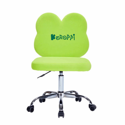 Impressions Vanity Keroppi 360 Degree Swivel Vanity Chair For Bedroom, Armless Makeup Desk Chair With 5 Soft Rolling Wheels, Adjustable Seat Height, Metal Base, And Comfy Polyurethane Padded Seat