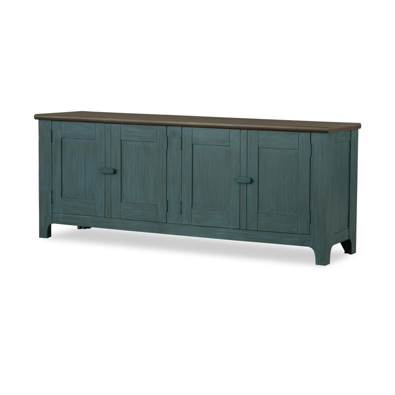 Console de porte en placage de bouleau rustique de 86 po de large Lake House, Verre de mer et tabac séché