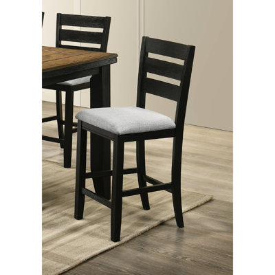 2 chaises de salle à manger à hauteur de comptoir au fini gris anthracite avec revêtement en tissu et chaise à structure stable en bois gris anthracite, 2 pièces