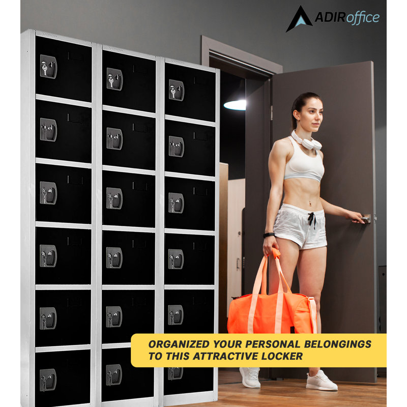Black and Silver Steel 6-Tier Freestanding Office Locker