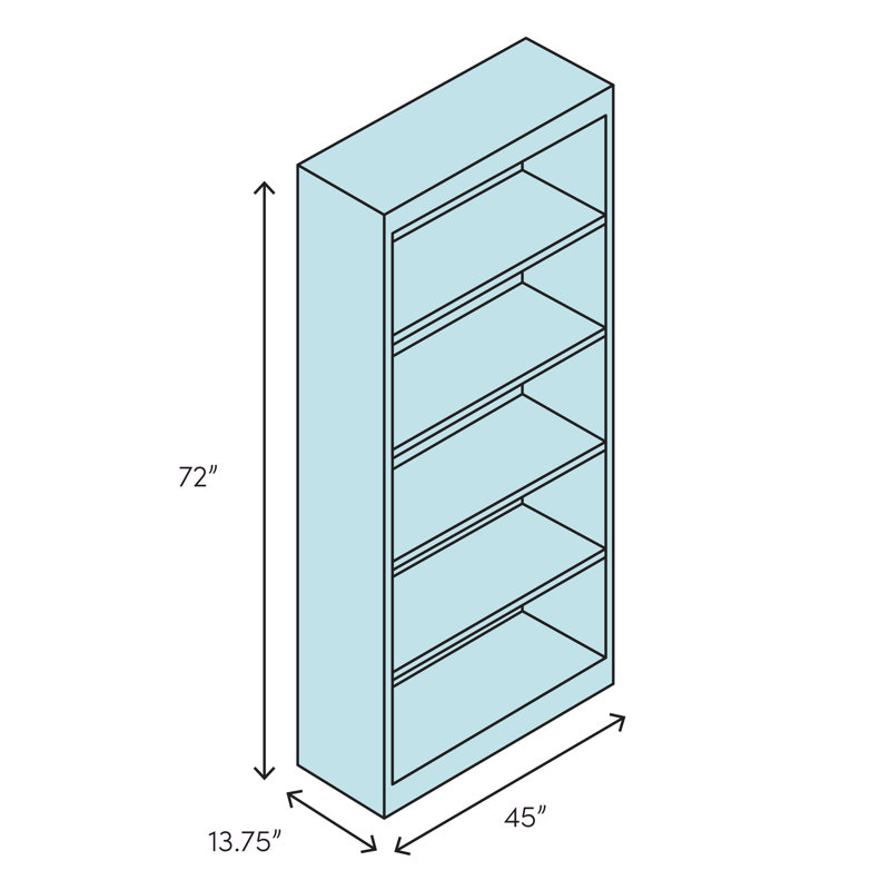 Rafeef Bookcase, Bright White Oak, (5 Shelves) 72” H x 45” W x 14” D