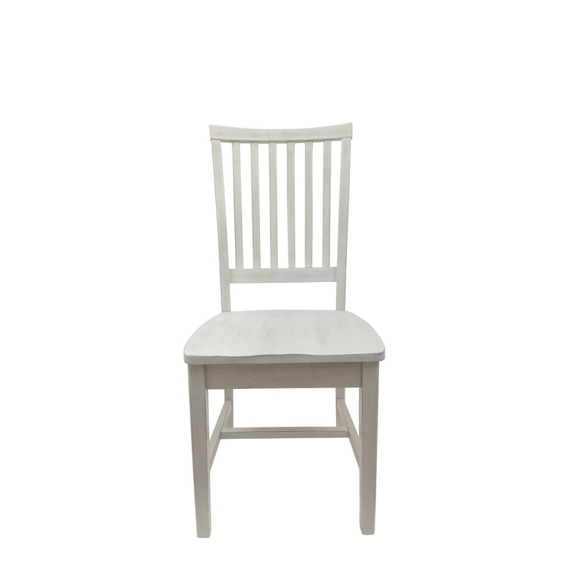 Elegant Ivory 20" X 18" X 39" Dining Chair with Compact Mission Slat Back Design, White Wash