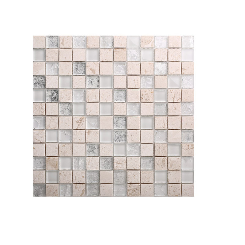 Shellstone with Glass Mystic 1" x 1" Limestone Grid Mosaic Wall & Floor Tile