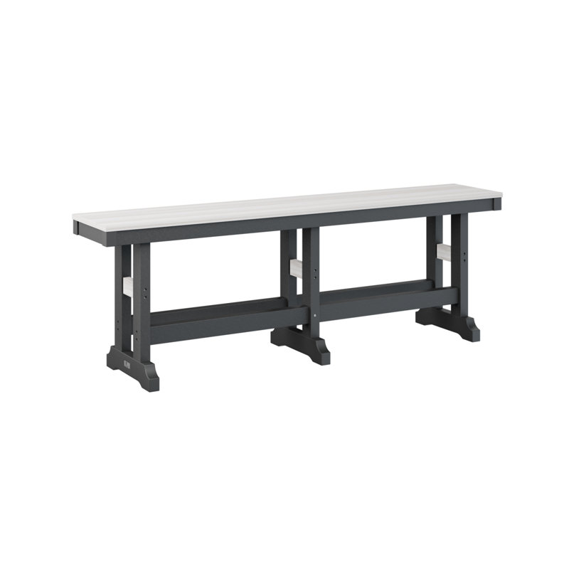 Garden Classic Outdoor Bench, 18" H x 12.5" W x 66" D, Seashell/Black