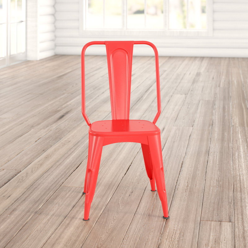 46cm H Metal Stacking Side Chair, Red