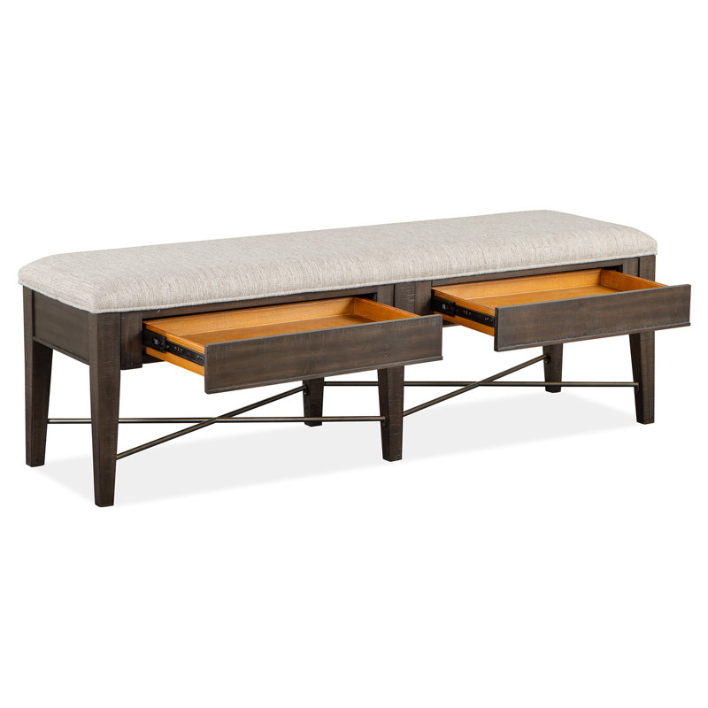 Banc de rangement rembourré avec tiroir Aronoff, Graphite