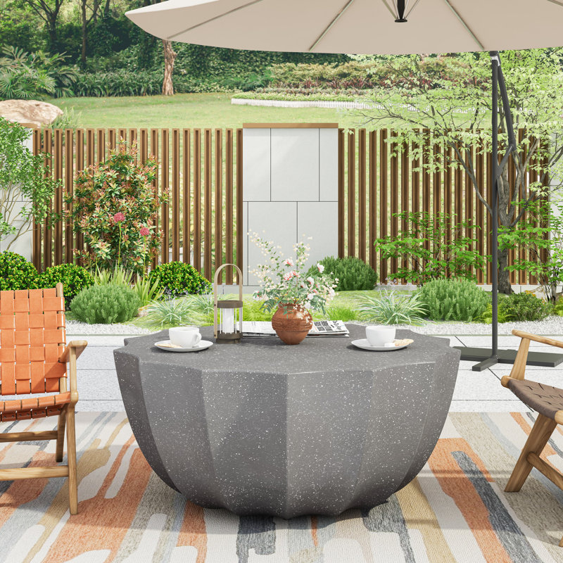 Table basse d'extérieur de 35,14 po - Ciment, imperméable. Gris, facile à nettoyer et à organiser de façon régulière, supporte 220 lb de ciment imperméable pour la cour., Support, Capacité de charge
