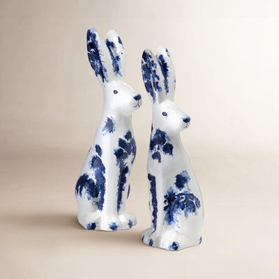 2-Piece Terracotta Bunny Figurine Set