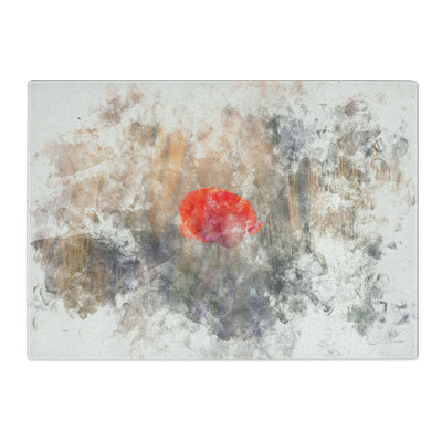 Tempered Glass Red Poppy Flower Chopping Board