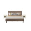 Ensemble de chambre à coucher en bois 3 pièces - 1 tête de lit moderne en tissu de lin brun rembourré et tête de lit capitonnée avec 2 tables de chevet - Table de chevet au fini crème au beurre brossé-1393580840-1467041410-1467041412