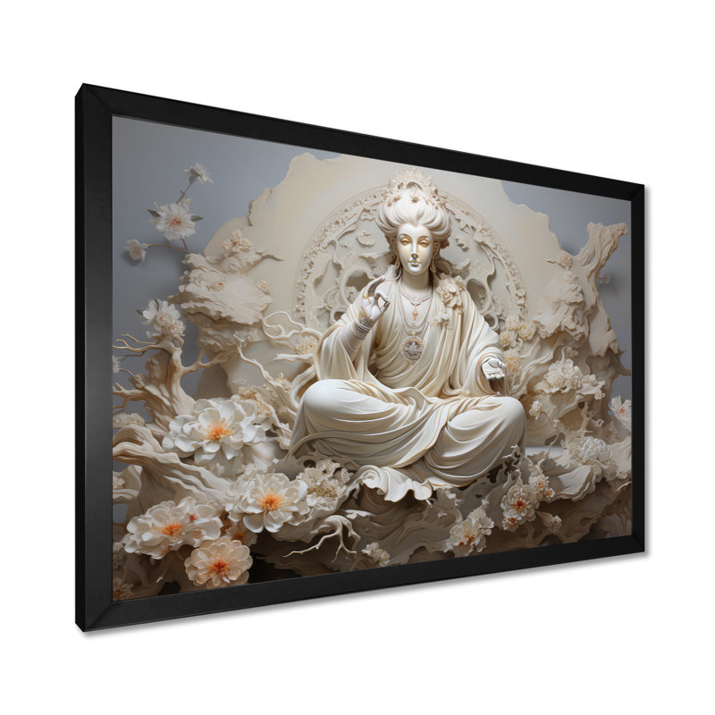 Hindou Bhagavad Gita Béni I, Cadre simple noir, H 30 po x l 40 po x P 1,5 po