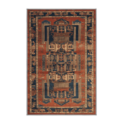 Machine Washable Art Deco Brown Area Rug