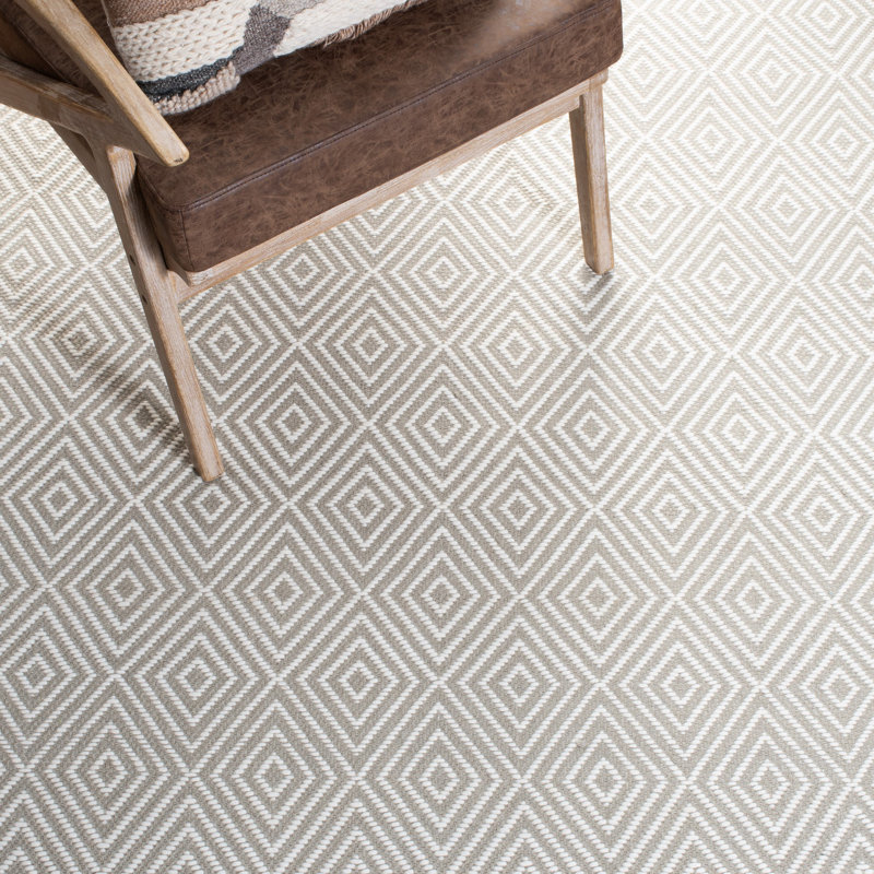 Holdrege Hand Hooked Wool And Cotton With Latex Geometric Rug, Rectangle 9' x 12'