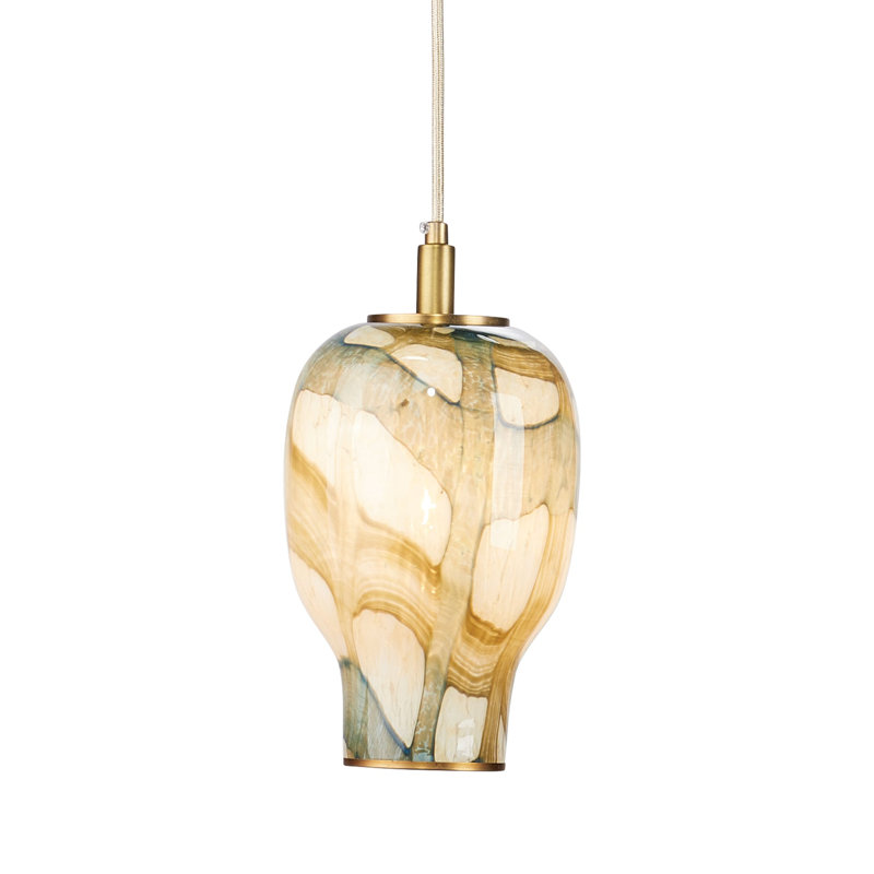 Helen Pendant In Pale Blue Glass, 12.25"H x 6.75"W x 6.75"D