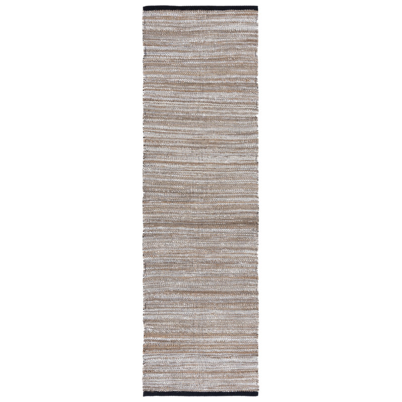 Natural Fiber 864 Flatweave Jute/Cotton No Pattern Indoor Use Only Rug in Natural/Gray, Runner 2'3" x 8'