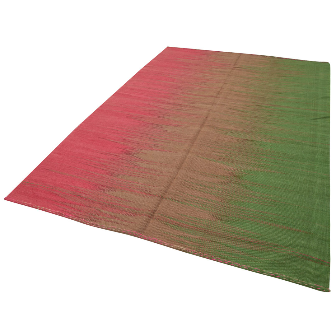 Degrade Kilim Pink Striped Wool Handmade Area Rug